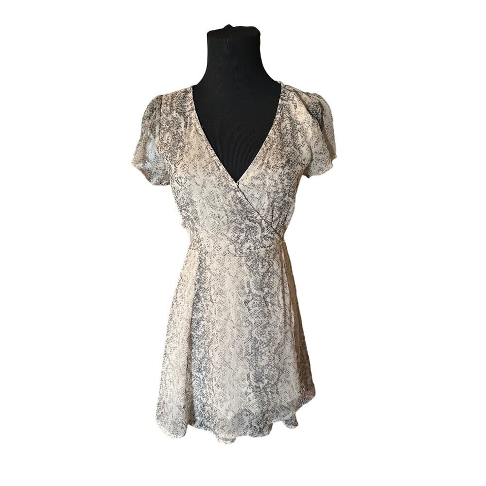 Abercrombie & Fitch lined brown and grey snake print wrap dress size XS